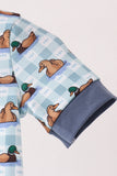 Blue mallard duck embroidery romper