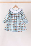 Blue mallard duck embroidery dress