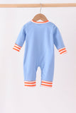 Blue pumpkin applique romper