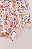 Orange Floral Bow Ruffle Bloomer Set