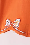Orange Floral Bow Ruffle pants set