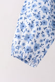 Blue floral print skorts set