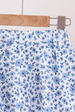 Blue floral print skorts set