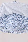 Blue floral print skorts set