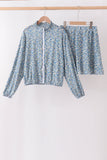 Teal floral print mom&me skorts set