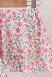 Pink floral print skorts set