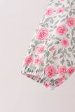 Pink floral print skorts set