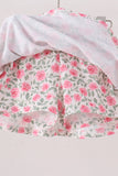 Pink floral print skorts set