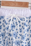 Blue ditsy floral print pants set