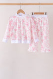 Pink bow floral print mom&me pants set