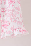 Pink bow floral print mom&me pants set