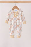 Khaki farm checkered romper