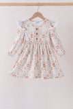 Khaki farm checkered ruffle dress