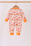 Orange Pumpkin Print Romper