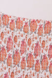 Orange Pumpkin Print Smocked Mom Dress