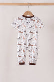 Brown zoo animal romper