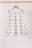 Brown zoo animal ruffle dress