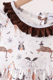 Brown zoo animal ruffle pants set