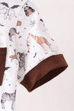 Brown zoo animal pocket top