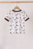 Brown zoo animal pocket top