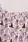 Pink Spooky print ruffle tiered mom dress
