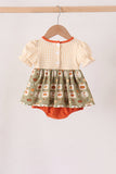 Vintage pumpkin smocked ruffle bubble