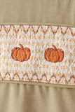 Sage pumpkin embroidery top