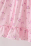 Pink floral bow ruffle dress