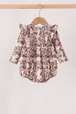 Khaki camoufalge cross deer embroidery ruffle bubble