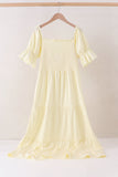Cream smocked mom tiered dress