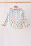 Blue hydrangea ruffle jacket