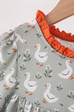Grey goose applique ruffle dress