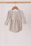 Teal cotton embroidery gingham ruffle bubble