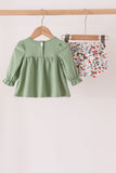 Sage Reindeer Applique Ruffle Bloomer Set