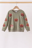 Green turkey sequin mom&me top
