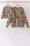 Green turkey sequin mom&me top