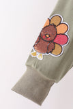 Green turkey sequin mom&me top