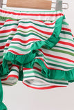 Green christmas tree bow applique skorts set