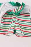 Green christmas tree bow applique skorts set