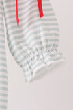 Sage santa applique stripe romper