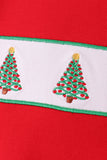 Red Christmas Tree Embroidery Stripe Pants Set