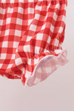 Goose embroidery ruffle gingham bloomer set