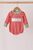 Red goose embroidery gingham bubble