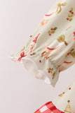 Goose embroidery ruffle gingham pants set