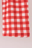 Goose embroidery ruffle gingham pants set