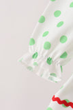 Green grinch embroidery dot bloomer set