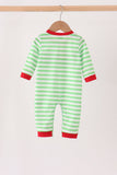 Green grinch embroidery stripe romper