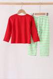 Red grinch embroidery stripe pants set