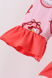 Pink santa claus bamboo ruffle pajama set