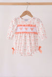 Pink bow embroidery ruffle bubble